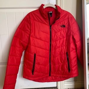Bright red The North Face womens Puffer coat/jacket! Size L like new